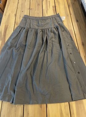 NWT Anne Pinkerton Ape Womens Vintage 90s Grey Silk Cotton Pleated Skirt Size L